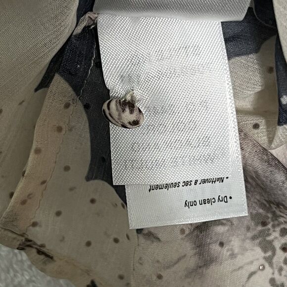 PAIGE Floral Sheer Tie Neck Blouse Women’s L Multi Romantic Swiss Dot - Picture 8 of 15